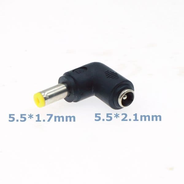 L-type DC Power Connector 90 Degree 5.5x2.1 Female to 5.5*2.5 5.5*1.7 4.8*1.7 4.0*1.7 3.5*1.35 3.0*1.1 6.0*3.0 6.0*4.4mm Male