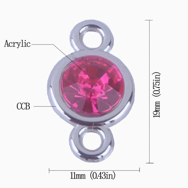 12pcs/lot Colorful Birthstone Charms 11mm*19mm Acrylic double charms for Diy Statement Necklace and Bracelet A003