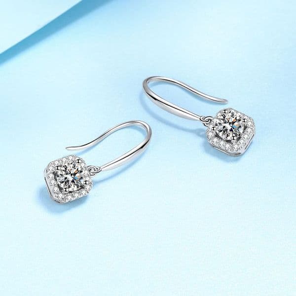 LESF S925 Silver Women 0.5 Carat Moissanite Engagement Wedding Earrings