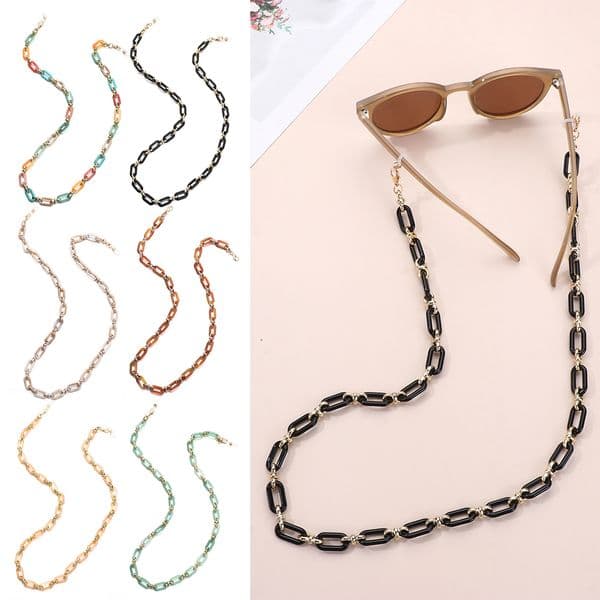 Acrylic Resin Sunglasses Glasses Chain Women Reading Glasses Necklace Hanging Neck Strap Neckband Large Eyeglass Lanyard Rope
