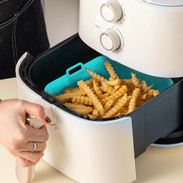 Silicone Air Fryers Basket Square Air Fryers Silicone Liners Easy Cleaning Air Fryers Pan With Portable Handle Reusable Cooking