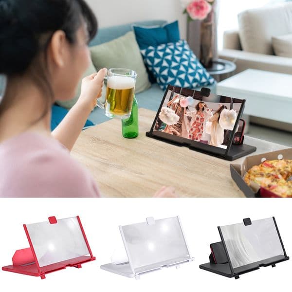 10/12 Inch 3d Mobile Phone Screen Magnifier Hd Video Amplifier Stand Bracket Movie Game Magnifying Folding Phone Desk Holder