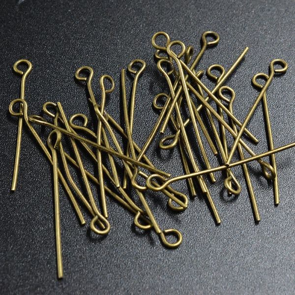 FLTMRH Wholesale 200pcs/lot 28mm Antique Bronze/Rhodium/Gold Color Eye Pins Head Pin DIY Jewelry Making Accessories Craft