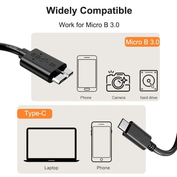 FSU Hard Drive External Cable USB Micro B 3.0 Cable Fast Data Sync Cord For Hard Drive Disk HDD SSD Case USB C or A interface
