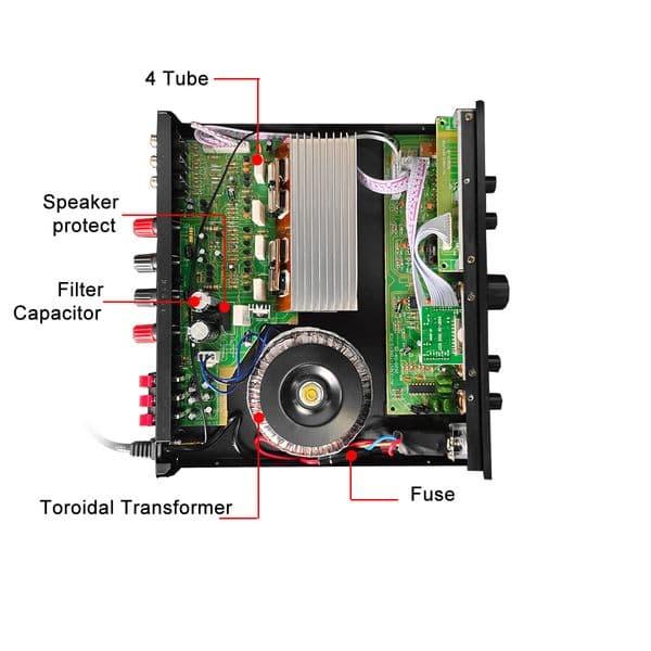 SUNBUCK 2000W 50/60Hz HIFI Digital Stereo Audio Power Amplifier Speaker 5 Channel Support 2 Microphone AUX Input AV-338ST