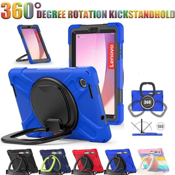 Heavy Duty Case For Lenovo Tab M9 9.0 inch Rotating Handle Grip Kickstand Tablet Cover With Shoulder Strap Rugged Shockproof Full Body Protective Case