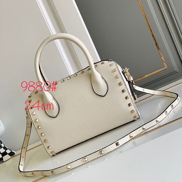 Designer Bag Litchi patterned cowhide handbag Rockstud Shoulder Bags Luxury Womens Rivet bag Luxuries Top Quality Tote bag Boston bag