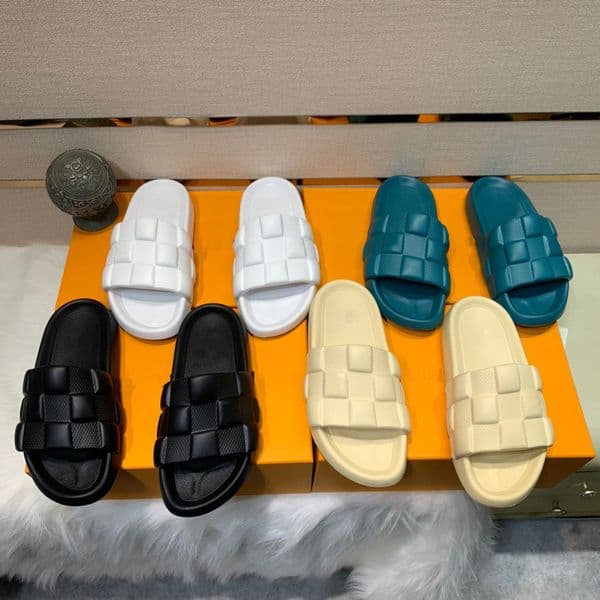 Sandals TSM Waterfront Mule Other Plaid Patterns Unisex Slippers Designer Luxury Women Men Cream Black White Slides Flower Summer Fashion Shoes 36-45