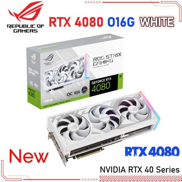 ASUS ROG Strix GeForce RTX 4080 White OC Graphics GDDR6X RTX 4080 GPU Desktop HDMI 2.1a DP RTX 4080 Video Card Desktop PCIe 4.0