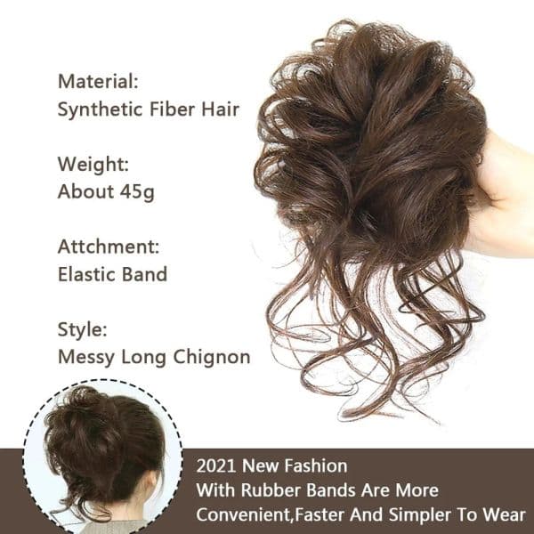 Curly Wavy Scrunchies for Women's Hair Pads Synthetic Bun Hair Piece Hairpiece Synthetic Fake Hair Extensions Styling Tools 2024