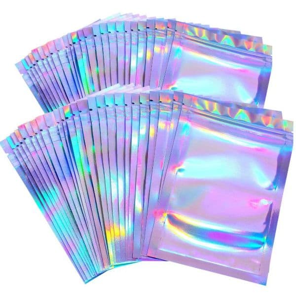 wholesale 100pcs Zip Lock Translucent Holographic Laser Storage Bag Xmas Gift Packaging Thicken Plastic Seal Bags for Jewelry