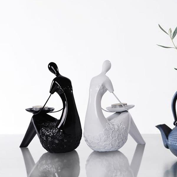1PC Decorative Bookend Stand Tealight Holder Resin Book Support Stopper for Book Shelf Cabinet Home Office Gifts, White, Black