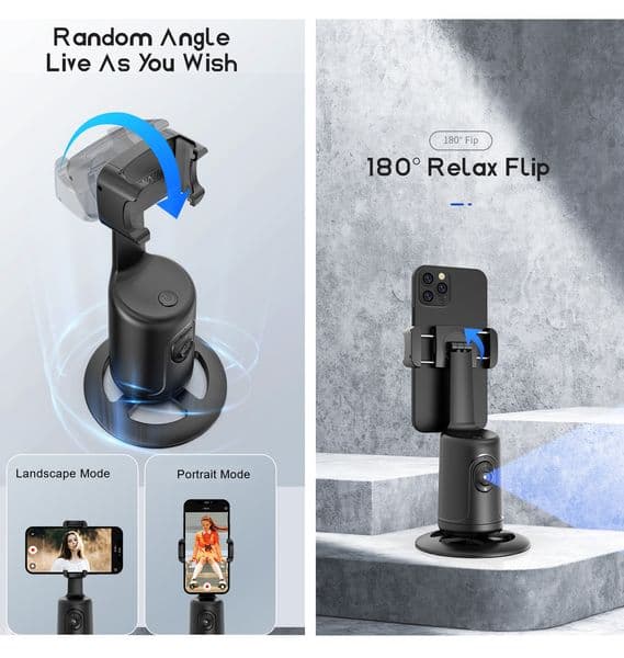Auto Face Tracking Tripod 360° Rotation, Auto Tracking Phone Holder with Remote for Video Live Vlog Stream Content Creator