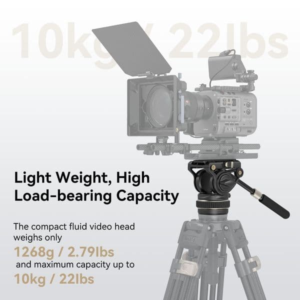 SmallRig DH10 Heavy Duty Tripod Fluid Video Head with Flat Base Adjustable Handle for Manfrotto Quick Release Plate for DSLR