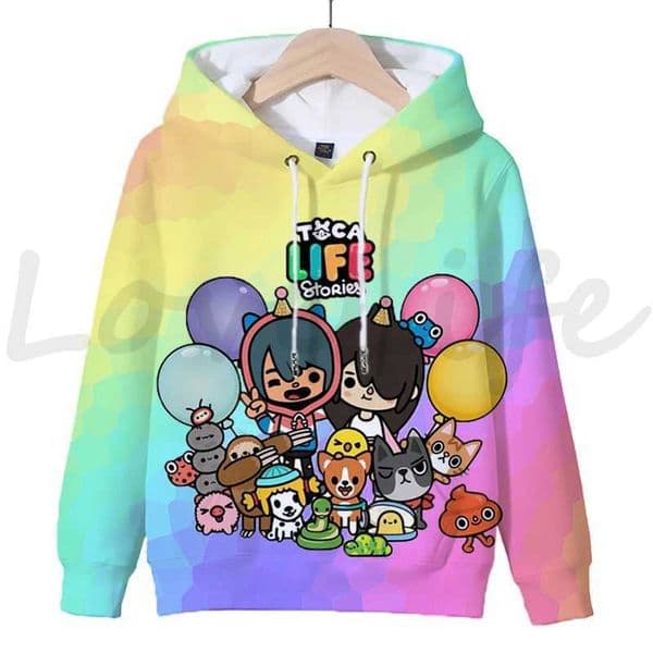 Hoodies Sweatshirts Kids Toca Life World Hoodies Children Cartoon 3D Print Sweatshirts Tops Boys Girls Long Sleeve Pullovers Autumn Sudadera Escolar WX6.4