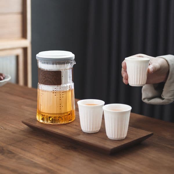 TANGPIN-Glass Teapot with 3 Cups, Chinese Kung Fu Travel Tea Sets, Drinkware