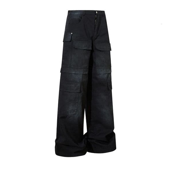 Harajuku Multipockets Washed Baggy Cargo Pants Mens Streetwear Straight Casual Overalls Oversized Ropa Hombre Loose Trousers 240626