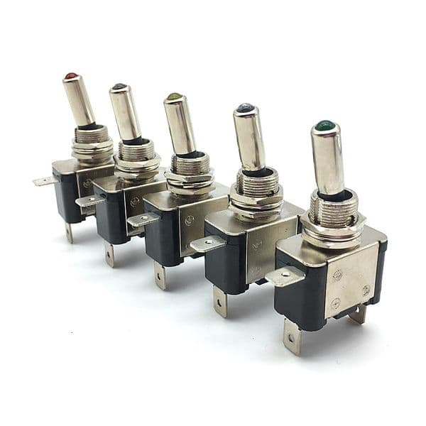 1PC Auto Car Boat Truck illuinated Led Toggle Switch With LED 12VDC 20A ON/OFF Red Blue White Green Yellow