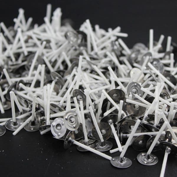 1000Pcs/Lot 1 Inch White + Silver Candle Wicks Low Smoke Candle Wick With Metal Tabs Tea Light Wicks For Candle Making