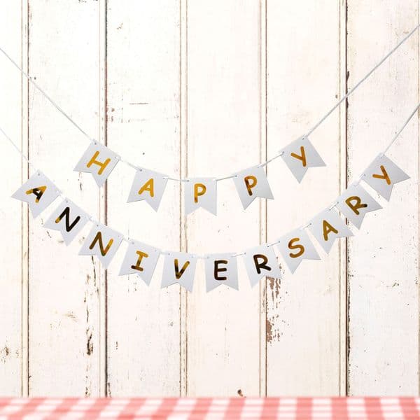 Happy Anniversary Banner Wedding Anniversary Banner Sign Anniversary Hanging Sign Garland for Anniversary Wedding Party