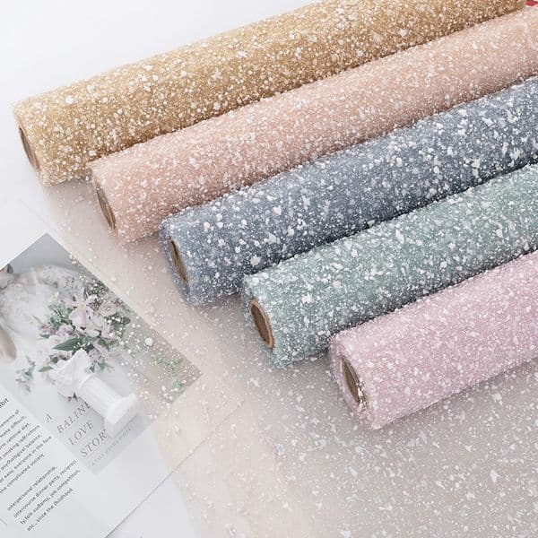 50cmx4yard Roll Beautiful Silk Screen Flower Packaging Gauze Snow Dot Yarn Net Bouquet Pack Gift Wrappging Soft Clear roll Yarn