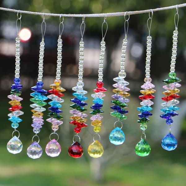 8pcs Crystal Ball Suncatcher Prism Hanging Sun Catchers Window Ornament Rainbow Maker Hanging Decor Pendant for Home Garden