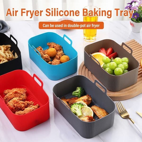 Urijk Air Fryer Silicone Tray Rectangle Oven Baking Tray Basket Reusable Liner Insert Dish For AirFryer Pan Accessories