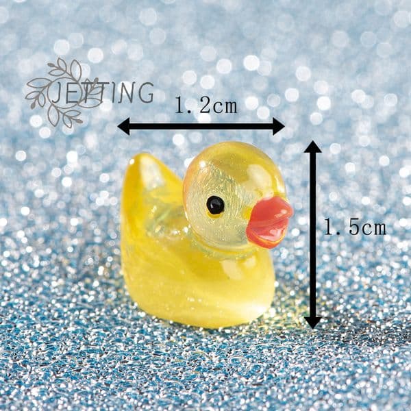 5PCS Mini Fluorescent Yellow Duck Ornament Miniature Figures Tiny Duck Resin Handicraft Micro Landscape Dollhouse Decoration