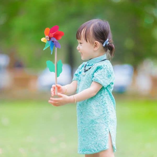Wind Pinwheels 6pcs Outdoor Spinners for Kids Birds Garden Stake Windmill Wand 12CM for Party Garden Decoration
