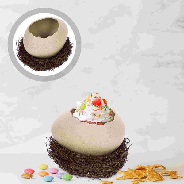Egg Shell Bowl Cracked Egg Shell Shaped Dessert Bowl Noodle Bowl Nest Dinosaur Egg Shape Bowl Ceramic Ice Cream Bowls