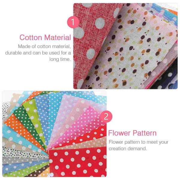 50Pcs Sewing Fabric Sheet 10x10cm Flower Pattern DIY Cloth Fabric Patchwork Accessories for School Home Craft Supplies