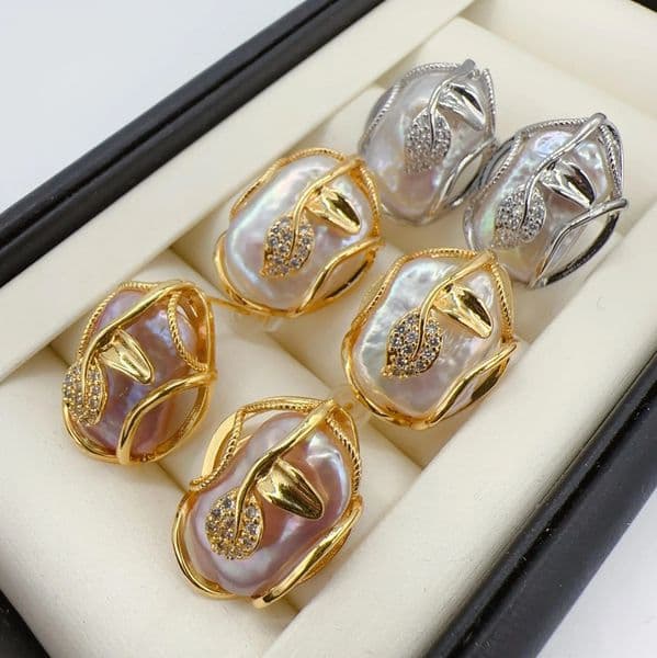ly arrived 18K gold-plated S925 sterling silver earrings natural freshwater Baroque pearl earrings womens jewelry gifts 240925