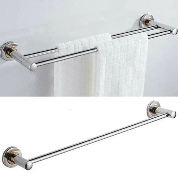 40/50cm single/double bar towel rack wall mounted bathroom storage rack home clothes hanger organizer furniture hardware 240929