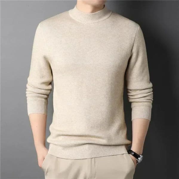 Mens Cashmere Sweater Half Turtle Neck Knitting and Pulling Machine 240927