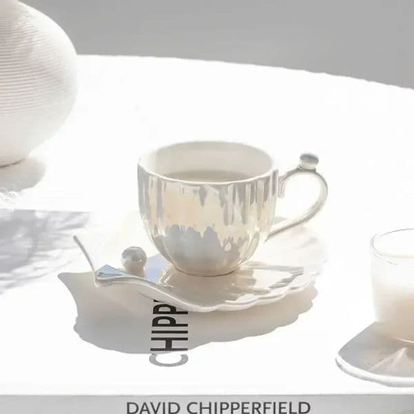 Pearl Shell Coffee Cup European Creative Gradient and Sauce Plate Ceramic Gift Afternoon Tea Set Beverage 240927