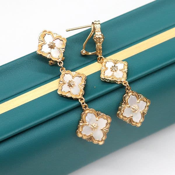 Stud Italy luxury 3 flowers clover designer earrings for women 18k gold mother of pearl tigereye stone long 4 leaves earring earings ear rings jewelry gift C L260515