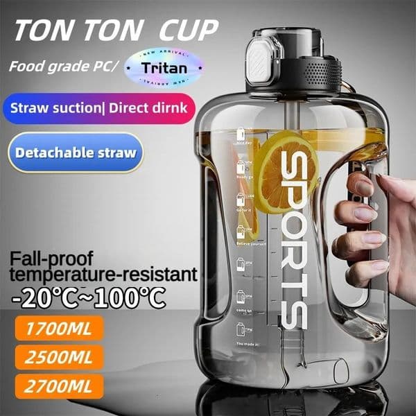 1700ML2500ML3800ML Fitness Cup Bpa Free Drinking Bottle Large Capacity Portable PC Sports Water with Straw 240927
