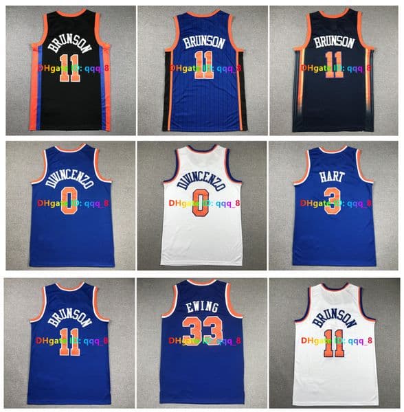 Jalen Brunson Patrick Ewing Knick Basketball Jersey NY basket maillot Josh Hart Donte DiVincenzo Mens T-Shirt Blue White Size S-XXL