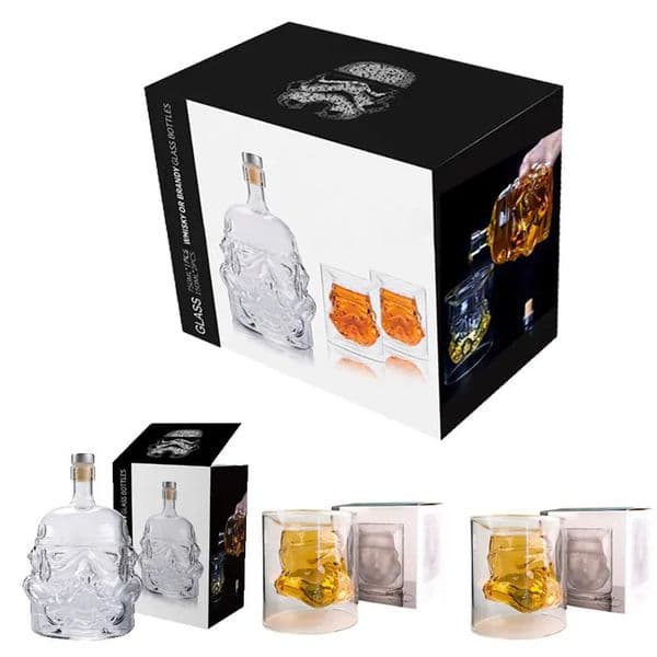 3 pieces/set of 750ml Creative Storm Cavalry Glass Wine Bottles and Double layer Whiskey Glass Cups Kitchen and Bar Supplies Mens Gifts 240929