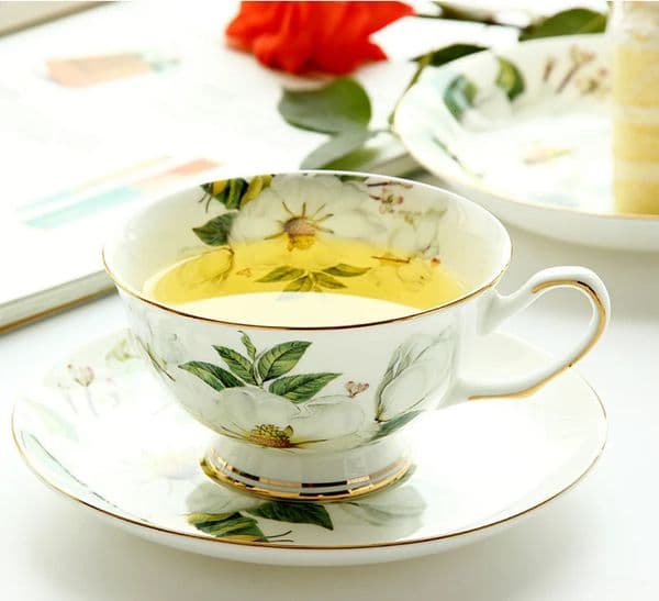 220ML slim bone Chinese tea cup set with sauce designed by Camilia to taste coffee ceramic cups espresso cups cups and sauces 240929