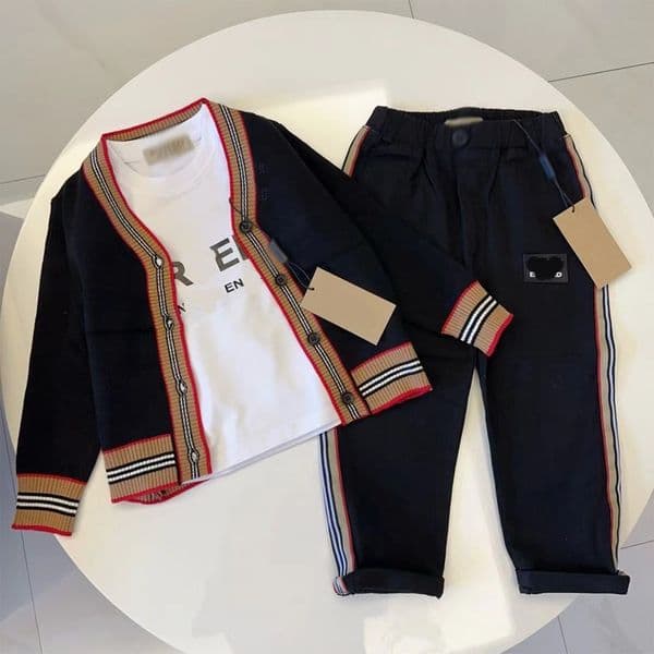 2026 New Designer Baby Boys Girls 2Piece Sets Luxury Bu Kids Clothing Cotton Top Quality Suit Brand Logo Children Shirts Clothes Free Shipping