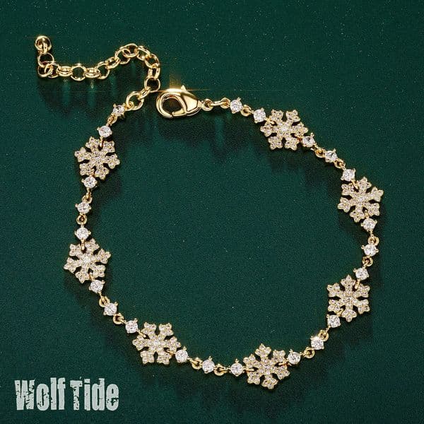 Bling Full Cz Stones Christmas Snowflake Charms Necklace Womens Choker Necklaces Chain Fine Quality Design Cubic Zirconia Bracelet Jewelry Gifts For Women Girls