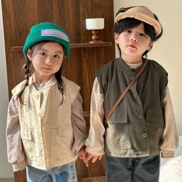 New Arrival Spring Boys and Girls Solid Color Cotton Tank Top Childrens Casual Full Match Tank Top Z241004