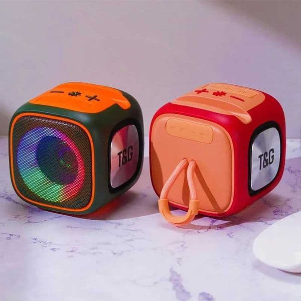 Mini wireless BT speaker TWS stereo speaker player Portable TF card subwoofer HIFI LED music player RGB lights M241004