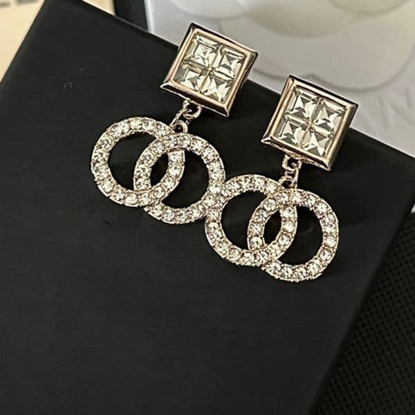 Never Fading Designer Stud Earrings Pearl Real Gold Brass Copper Stamp Letter Crystal Earring Eardrop Fashion Womens Elegance Wedding Party Jewelry Accessories