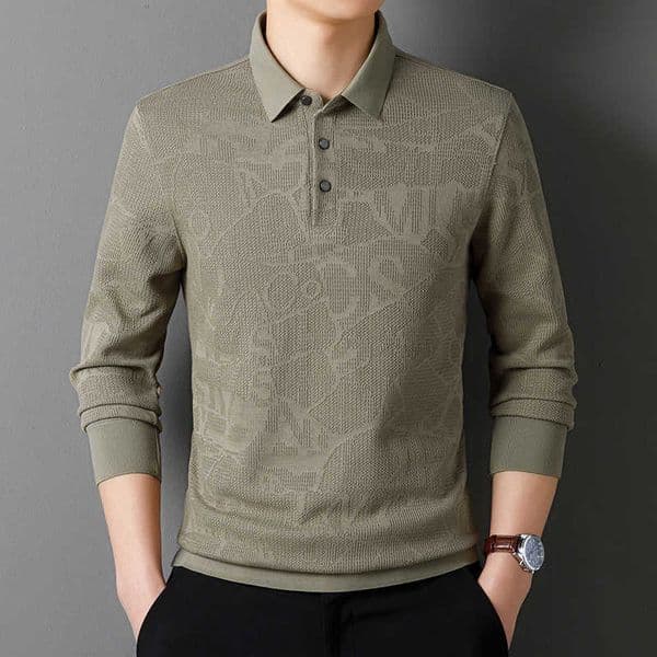 Autumn New Mens Knitted Shirt Long Sleeve High end Jacquard Casual Business Interior New Chinese Style Pullover Polo Shirt W240930