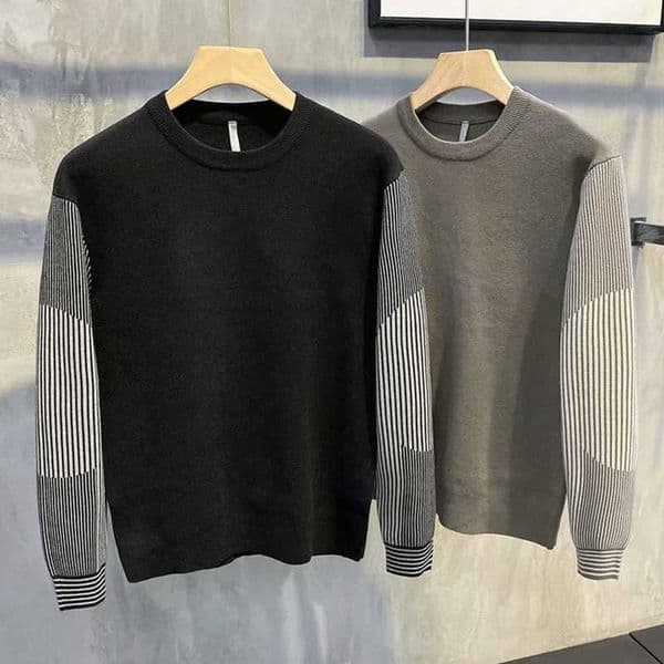Mens Sweater 2024 New Round Neck British Business Knitted Sweater Slim Fit Versatile and Handsome Brand Knitted Top for Men W240930