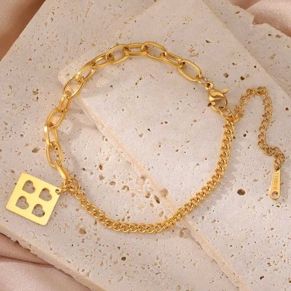 Cazador Square Pendant Hollow Bracelet Womens Stainless Steel Jewelry Cute Birthday Gift Kpop Trend 2024 New W241004