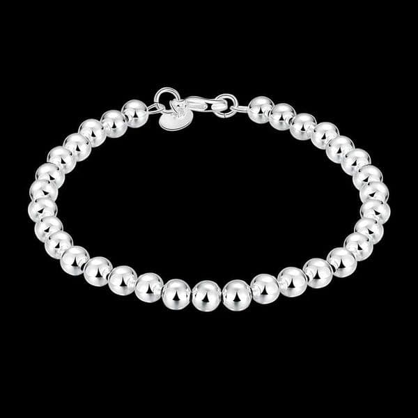 925 sterling silver charm 6mm bead chain bracelet for mens luxury fashion party wedding accessories jewelry Christmas gift W241004