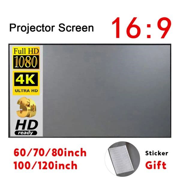 2026 New Portable Screen Simple Curtain Anti-Light 60/70/80/100/120 Inches Projection Screens For Home Outdoor outdoor Office Projector Free Shipping